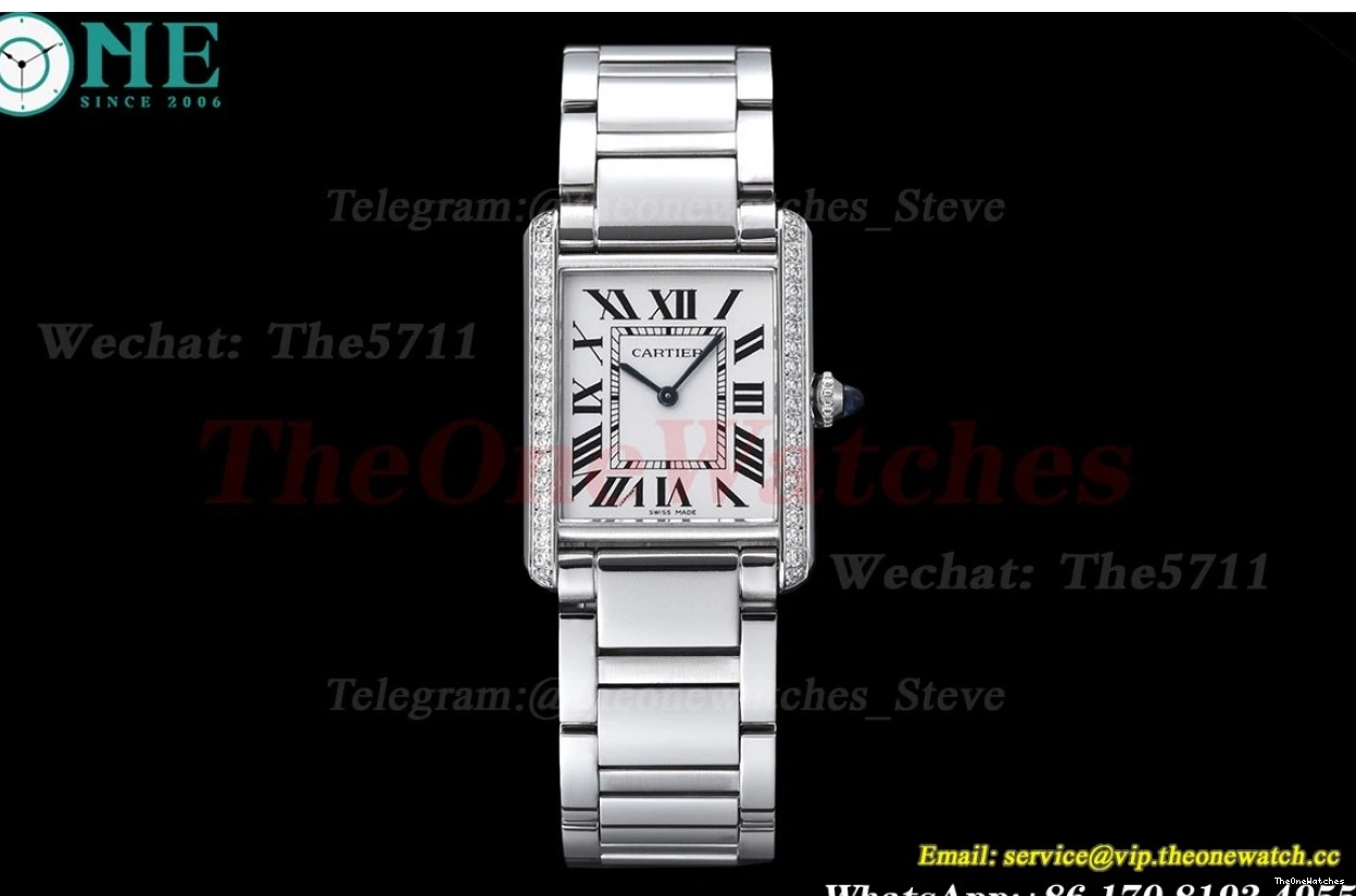 White Bracelet Diamond Bezel Tank K11F SS On Dial Must Quartz 0102